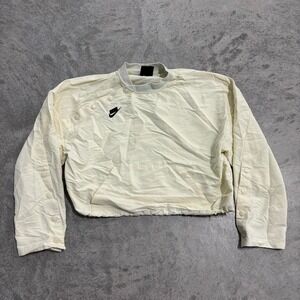 Nike Women's Cream Windbreaker Jacket Size S Button Front Cinch Waist